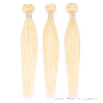 Aisi Hair Hotselling Blonde Color Silky Straight Wave Human Hair  Brazilian Human Hair Bundles Extension For Women